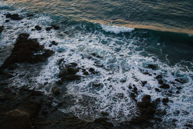 Ocean Waves Break on the Rocks
